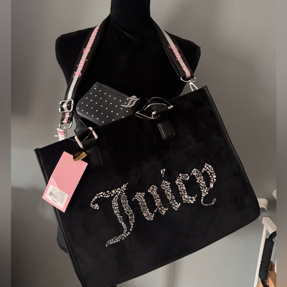 Juicy Couture Black Handbag with Rhinestone Accents